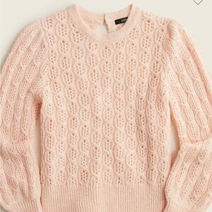 J. Crew Women's Light Pink Balloon-sleeve cable-knit sweater